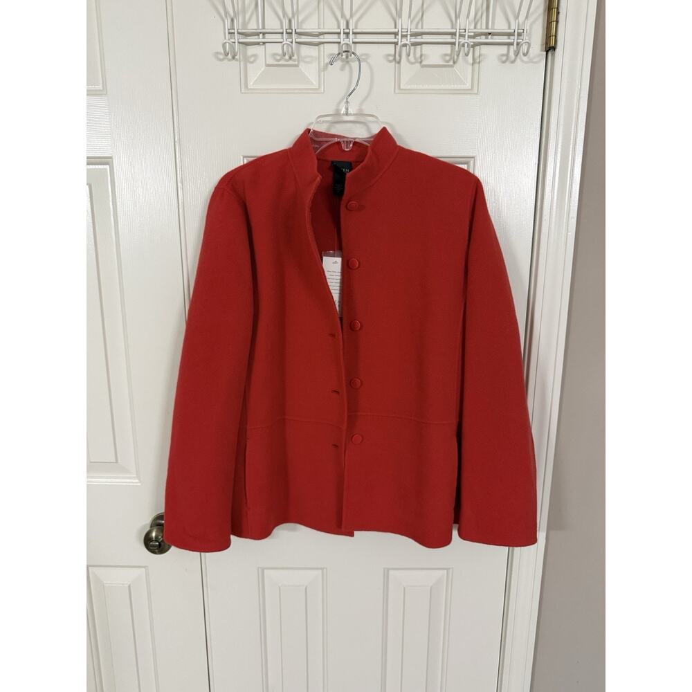 Eileen Fisher Wool Cashmere Blend Red Jacket Petite L LP New With Tags